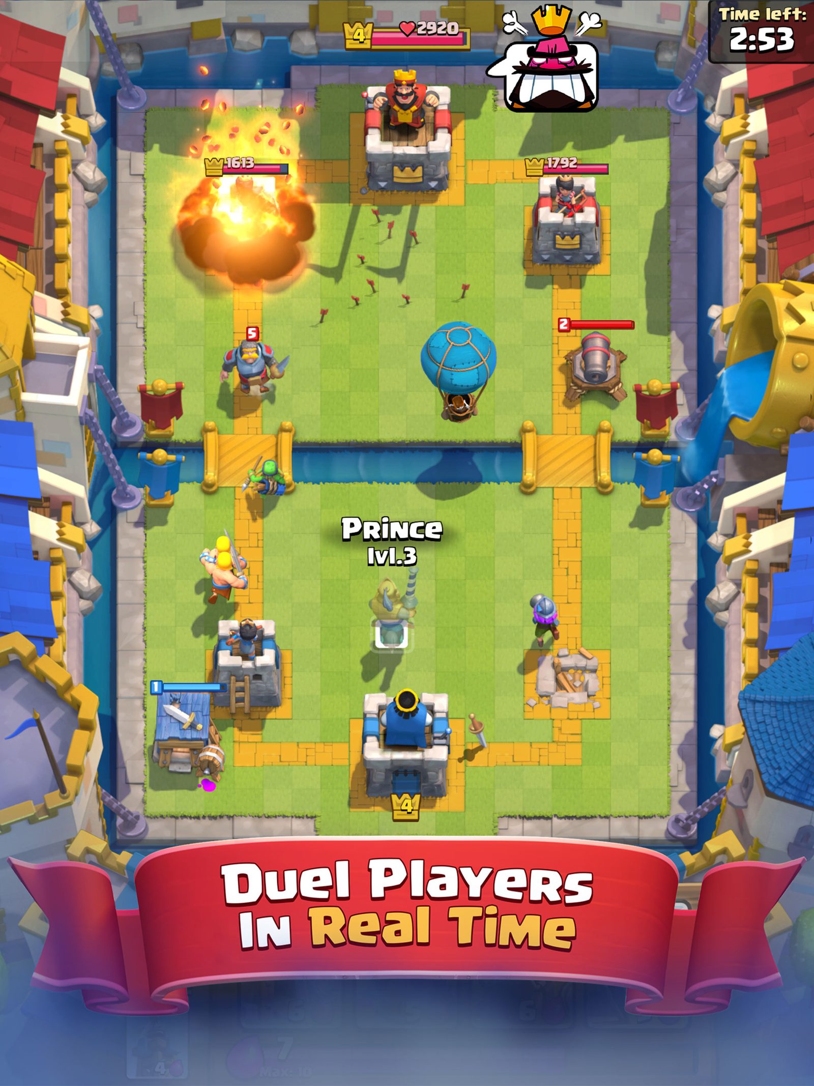 Clash Royale real-time multiplayer battle in progress