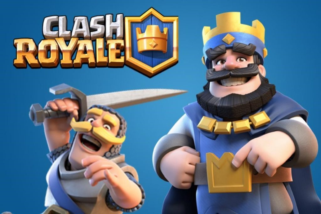Clash Royale gameplay showing two-sided castle playfield
