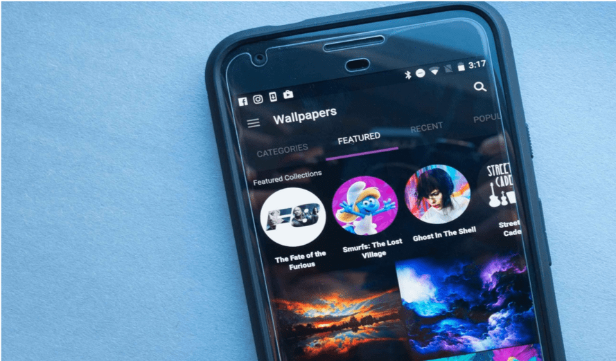 Zedge app interface showing discover and category navigation