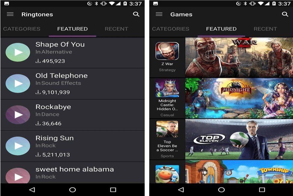 Zedge Collections platform showing brand-themed content for users