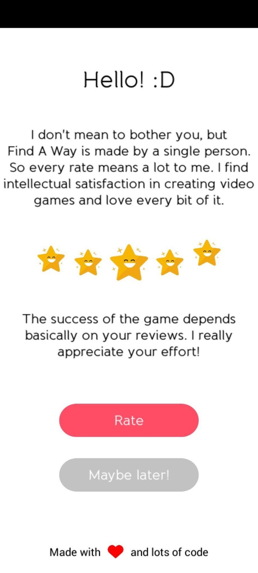 Find A Way app review page reached via two-step heart button flow