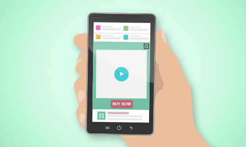 Mobile ads displayed on a smartphone screen