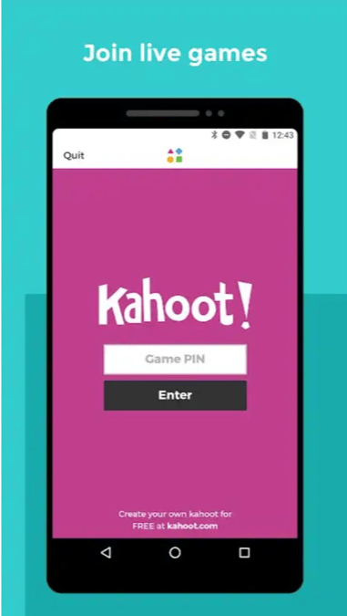 Kahoot! mobile app interface on a smartphone screen