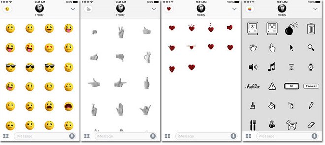 Apple iPhone displaying the first emoji keyboard