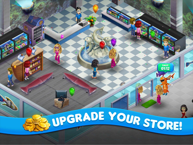 Fish Tycoon 2 store upgrade interface showing renovation options
