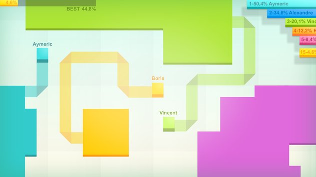 Paper.io original game showing player territory expansion on white canvas