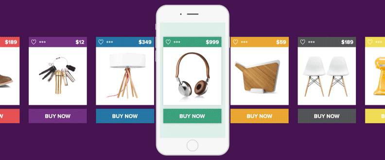 Animated demo of a mobile shopping app UX flow