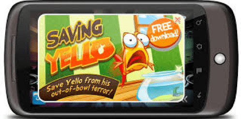 Static interstitial ad covering full mobile game screen