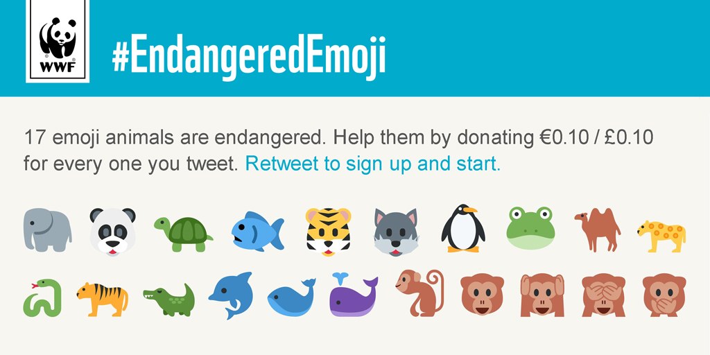 WWF endangered animal emoji keyboard Twitter fundraising campaign