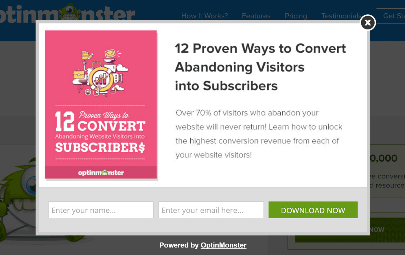 Customized branded mobile popup ad with visible call-to-action button