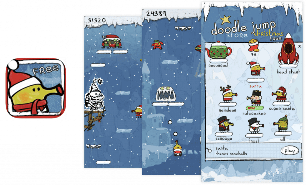 App store listing showing a holiday feature added to a mobile app