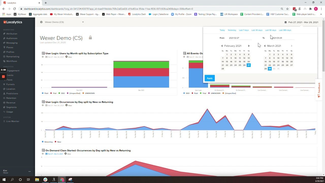 Localytics engagement platform showing user segments