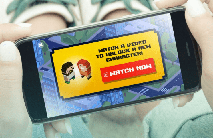 Rewarded video ad offering in-app bonus for watching to the end