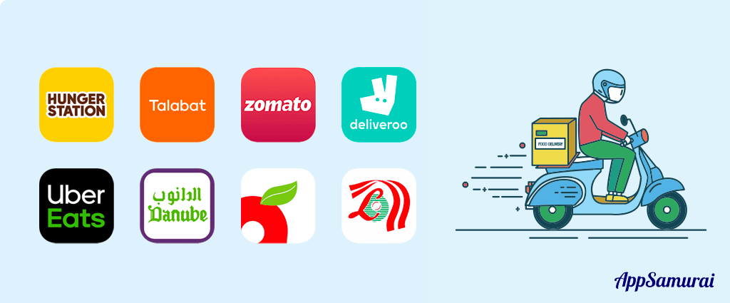 MENA e-grocery and food delivery brand logos