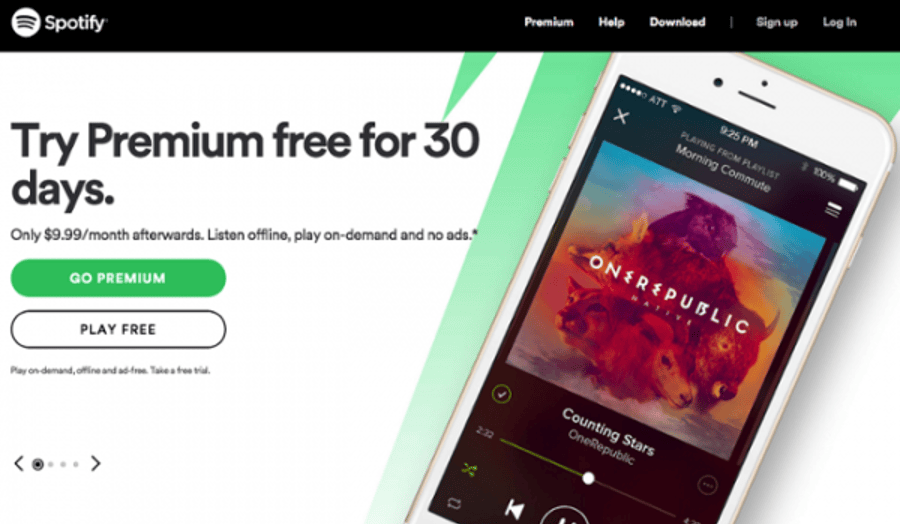 Spotify Go Premium aggressive call-to-action button