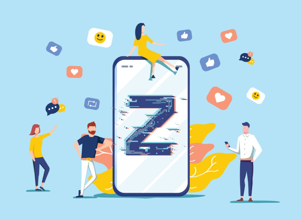 Young Gen Z people using smartphones and digital devices