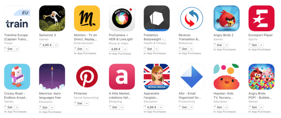 Row of image editor app icons compared side by side in the App Store