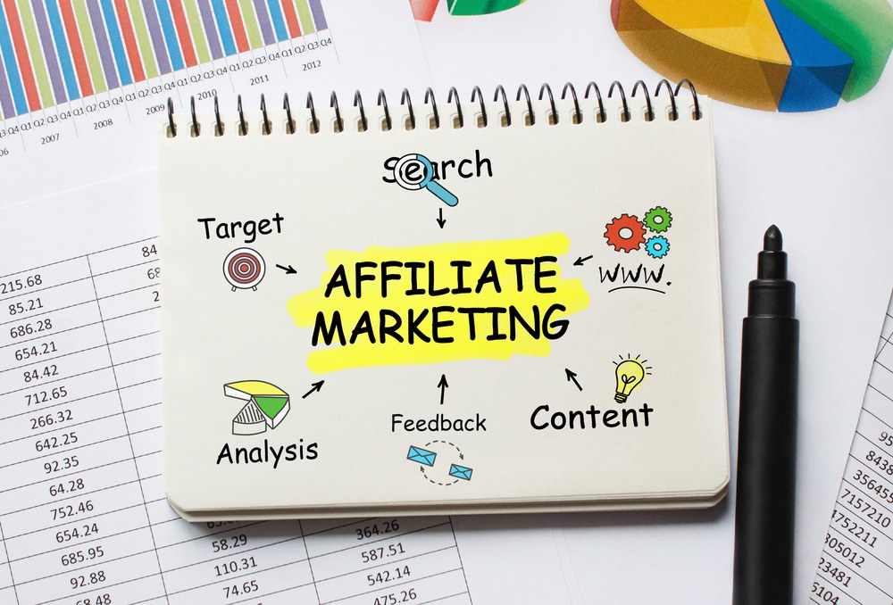 Two business professionals shaking hands representing an affiliate marketing partnership
