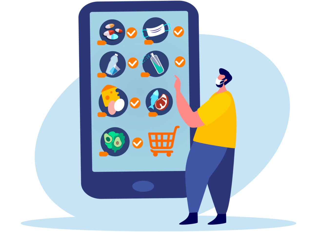 Three categories of mobile food and drinks apps: food, drinks, and market