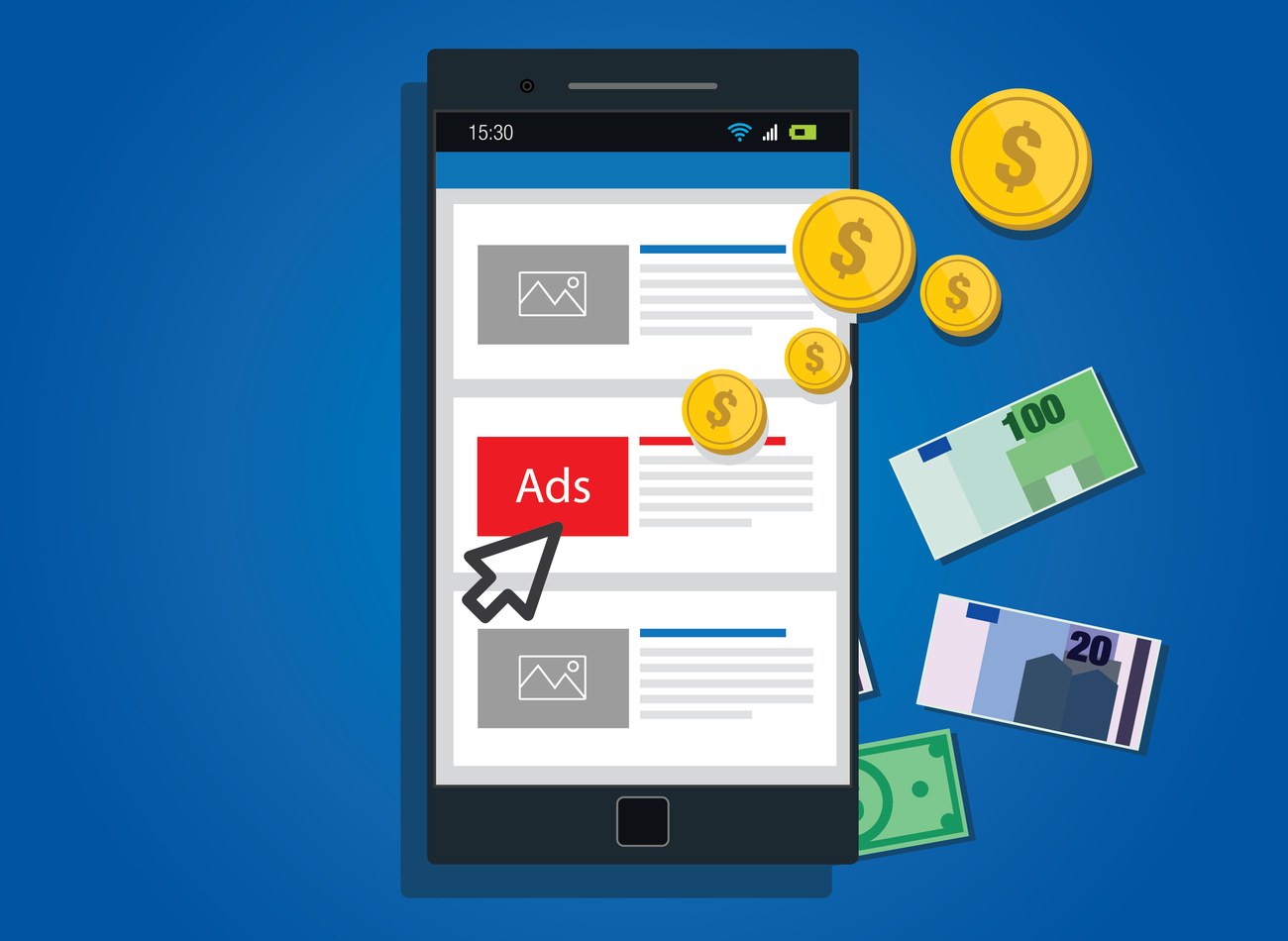 Mobile advertising banner displayed on a smartphone screen