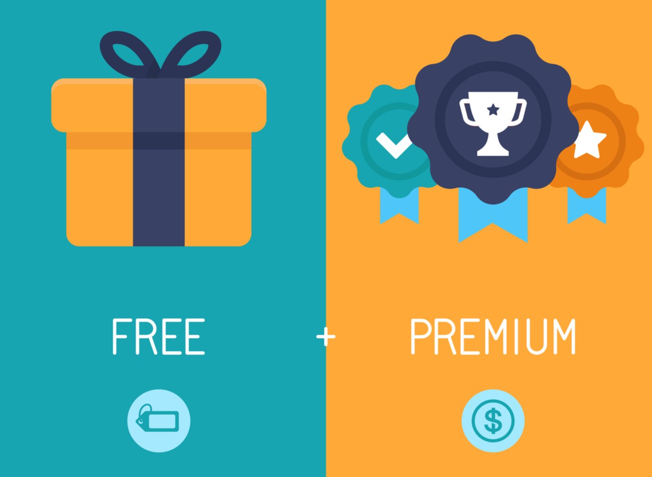 Freemium app model showing free and premium tier comparison