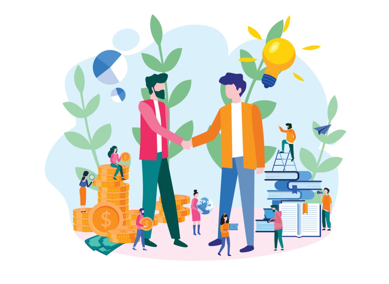 Two brands shaking hands to illustrate app sponsorship and partnership