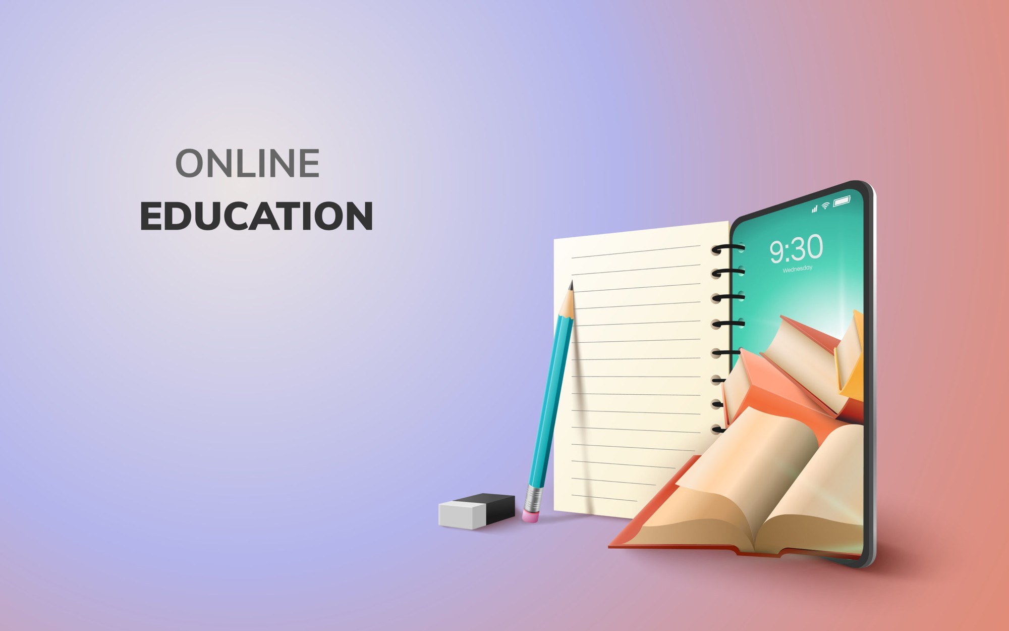 Student using a mobile app for online learning