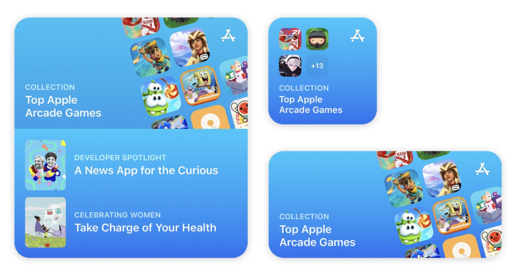 App Store Discovery Widgets shown on iOS 15 Home Screen Today Tab