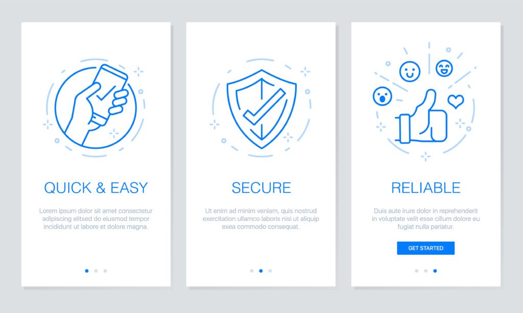 Person navigating a mobile app onboarding welcome screen
