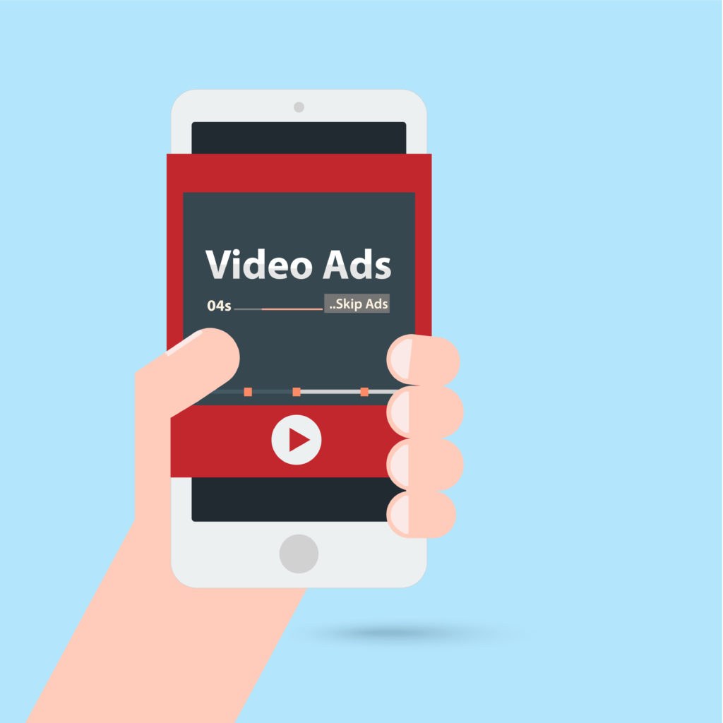 Mobile app displaying various in-app advertising formats on a smartphone screen
