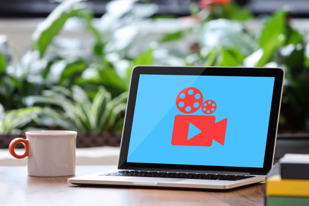 Interactive video ads and ad format concept; monitor displaying play button