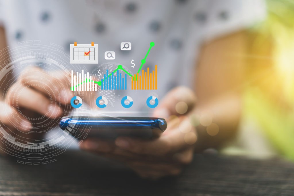 Mobile app analytics dashboard displaying campaign performance metrics