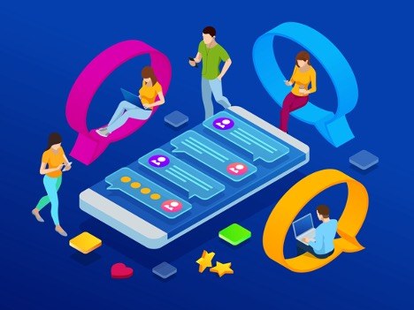 men-and-women-holding-laptops-and-smartphones-app-advertisers-skadnetwork-concept