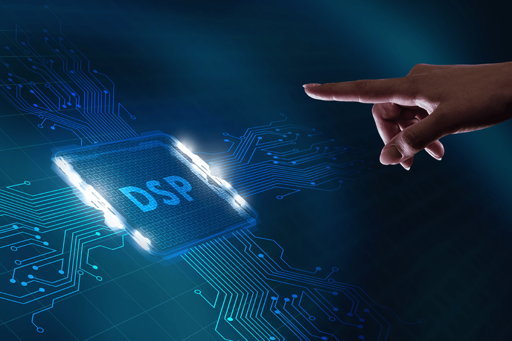 Mobile marketer monitoring DSP campaign performance with real-time metrics