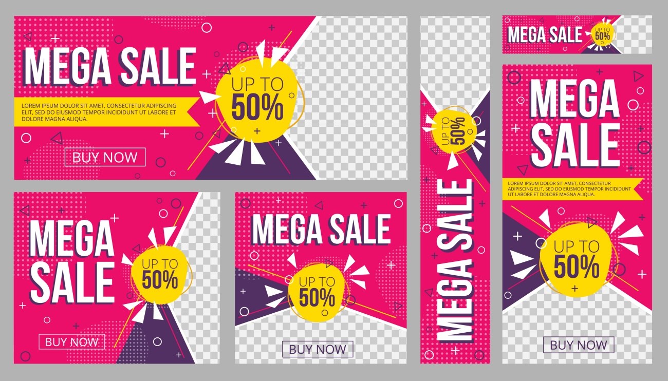 Colorful mobile ad creative with bold typography and bright colors