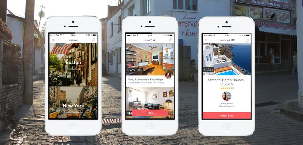 Airbnb mobile ad campaign targeting business travelers with property listings