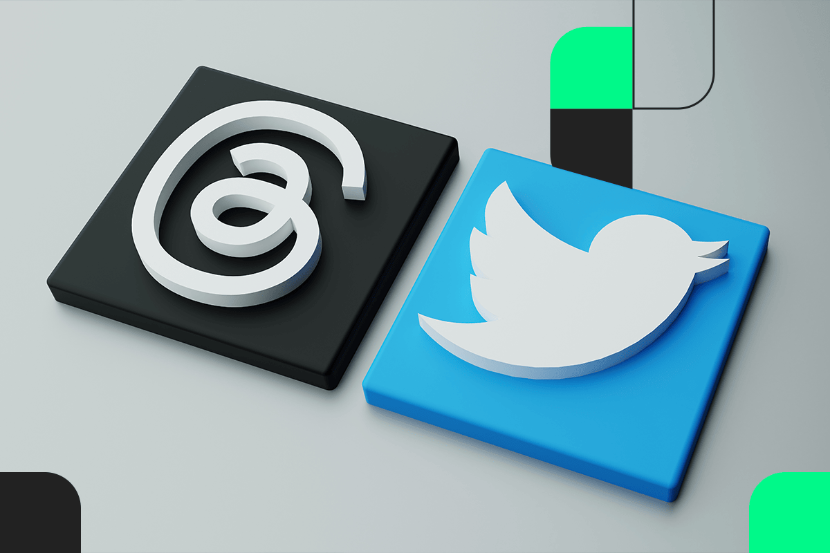 Threads app interface showing text-based social feed