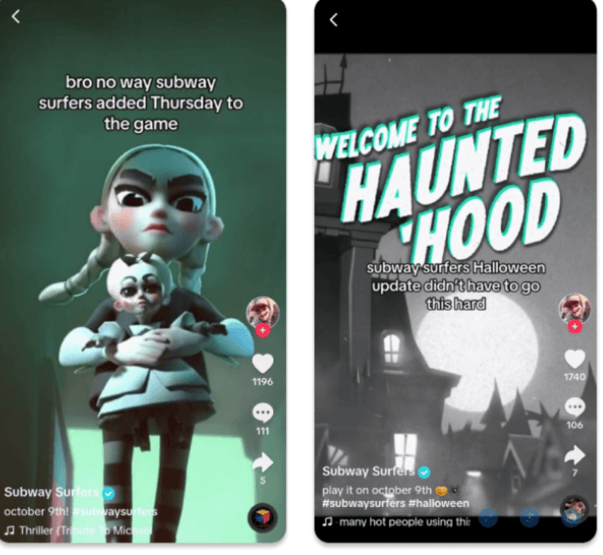 Halloween-themed mobile game marketing creative with seasonal imagery