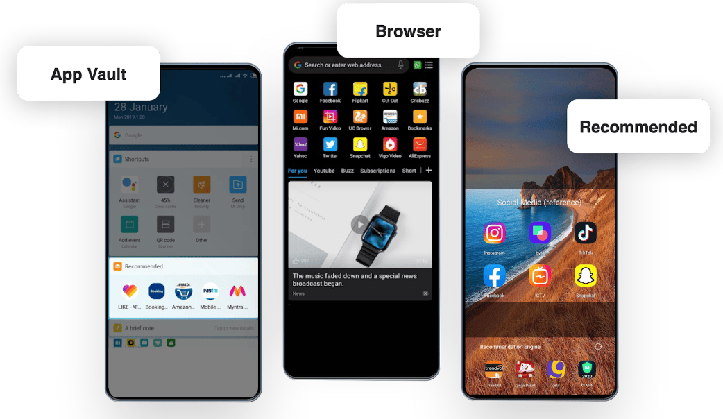 OEM recommendation engine placement example on Android device