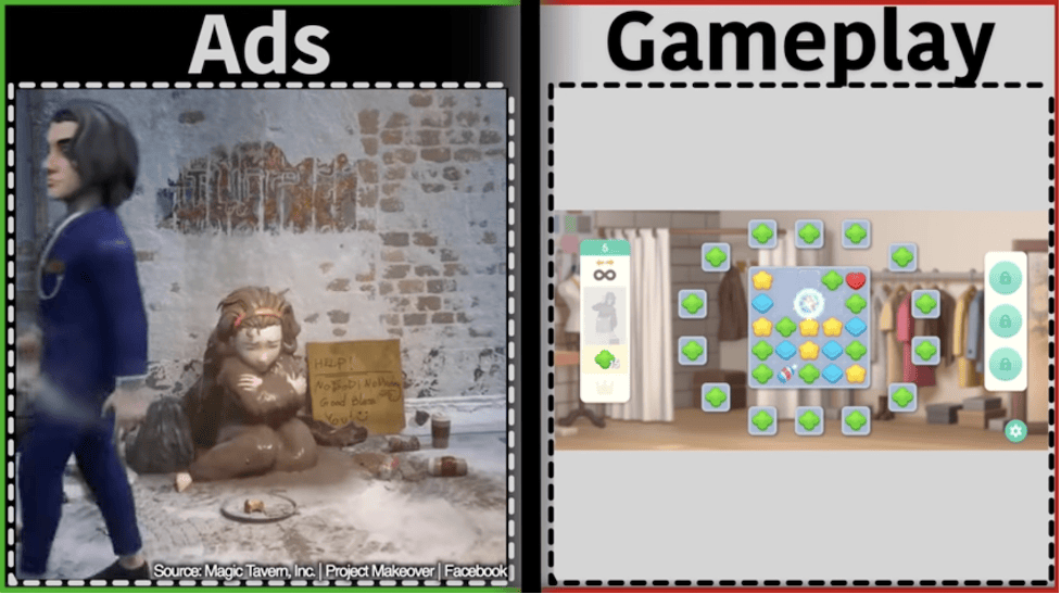 Project Makeover ad with exaggerated 3D graphics and misleading gameplay
