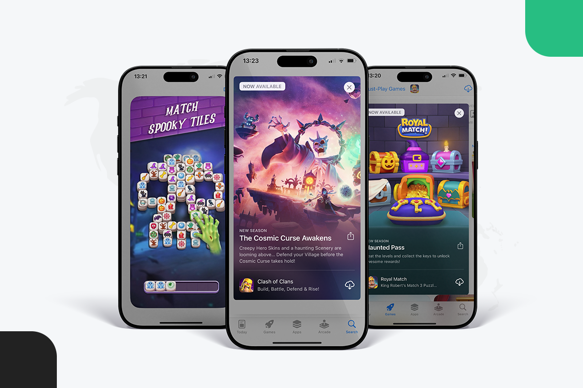 Halloween-themed mobile game with spooky seasonal event UI