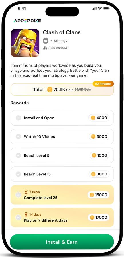 Nhiệm vụ tưởng thưởng và phần thưởng cột mốc trong một game di động