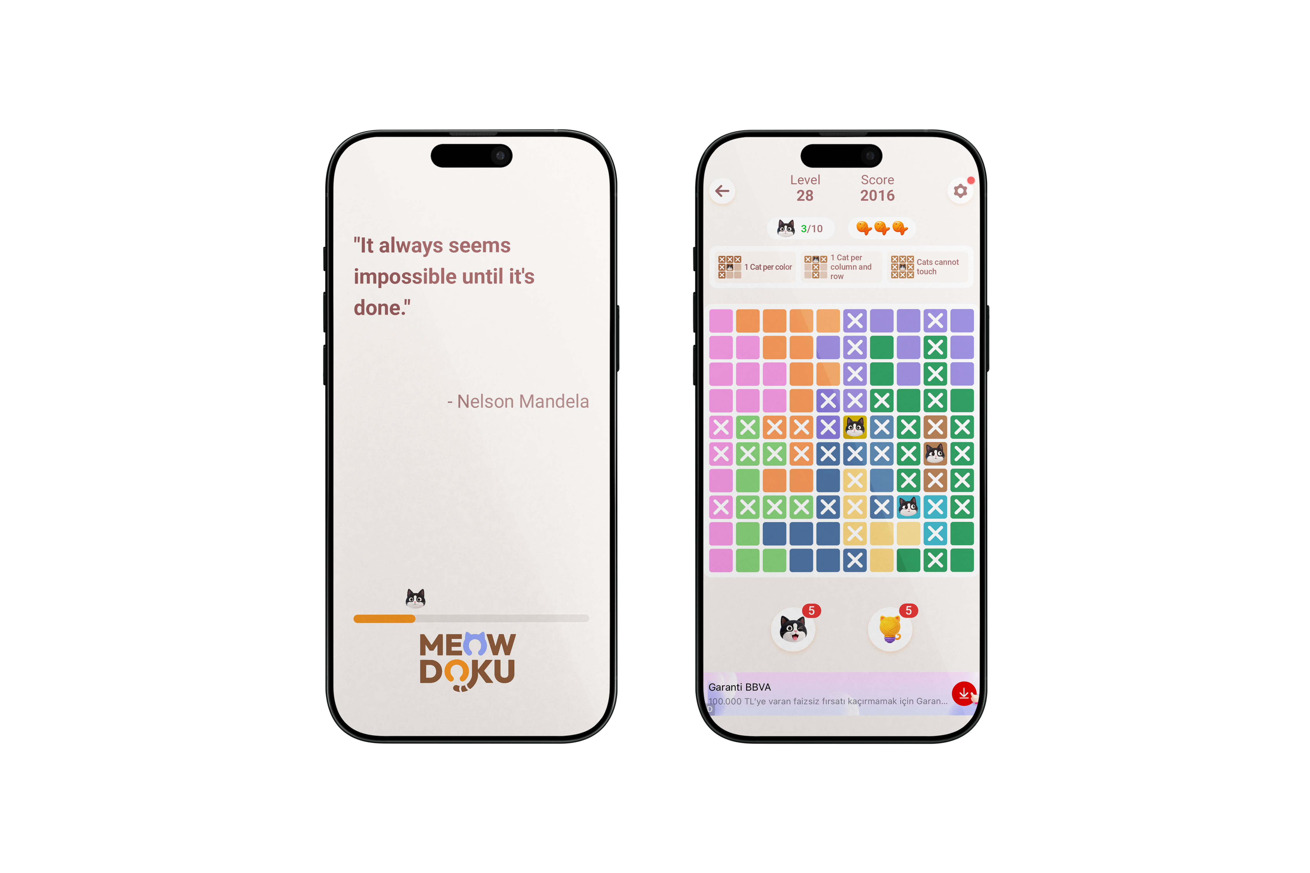 Meowdoku cat-themed logic puzzle game gameplay
