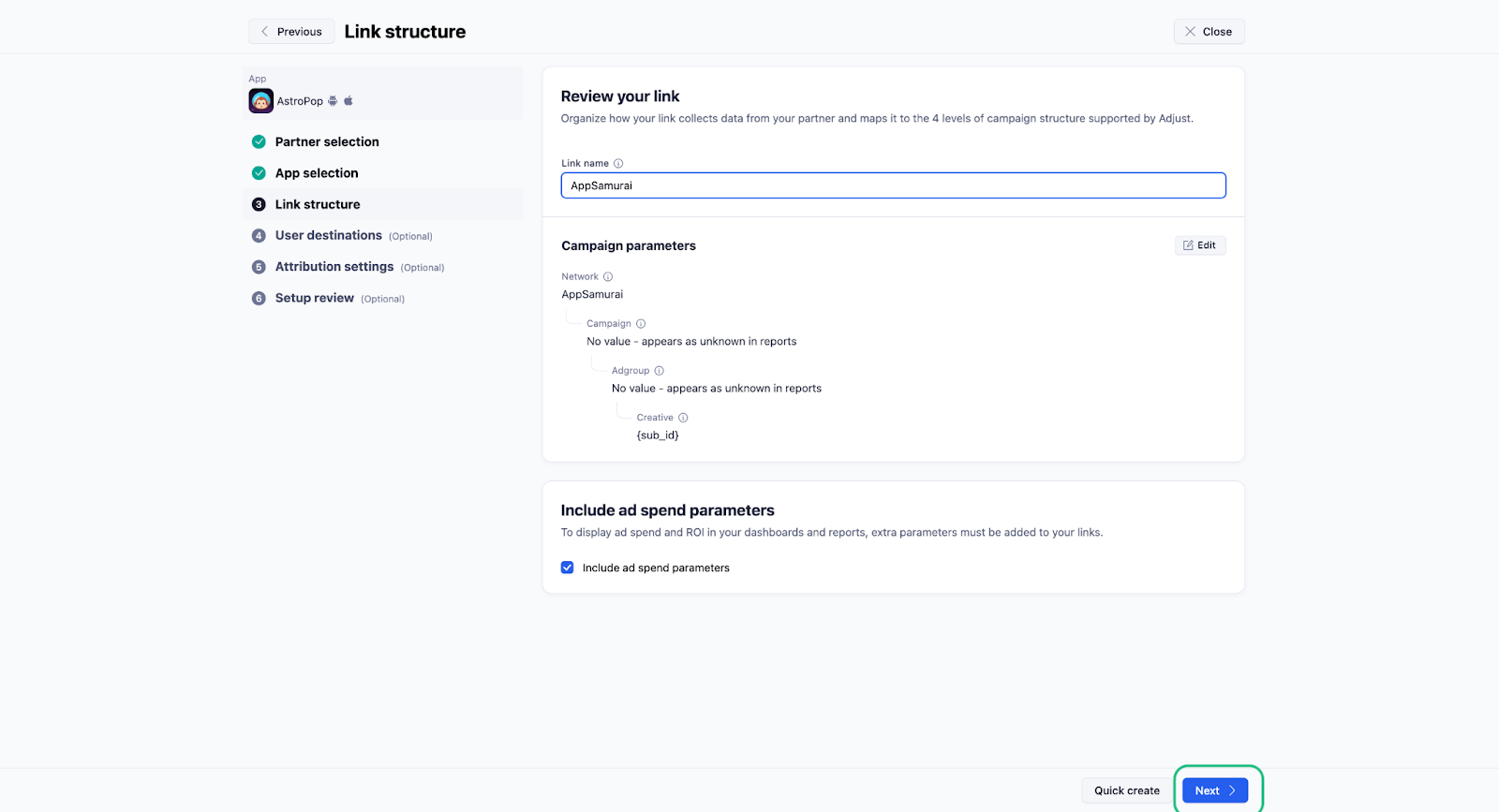 Naming the tracker in Adjust