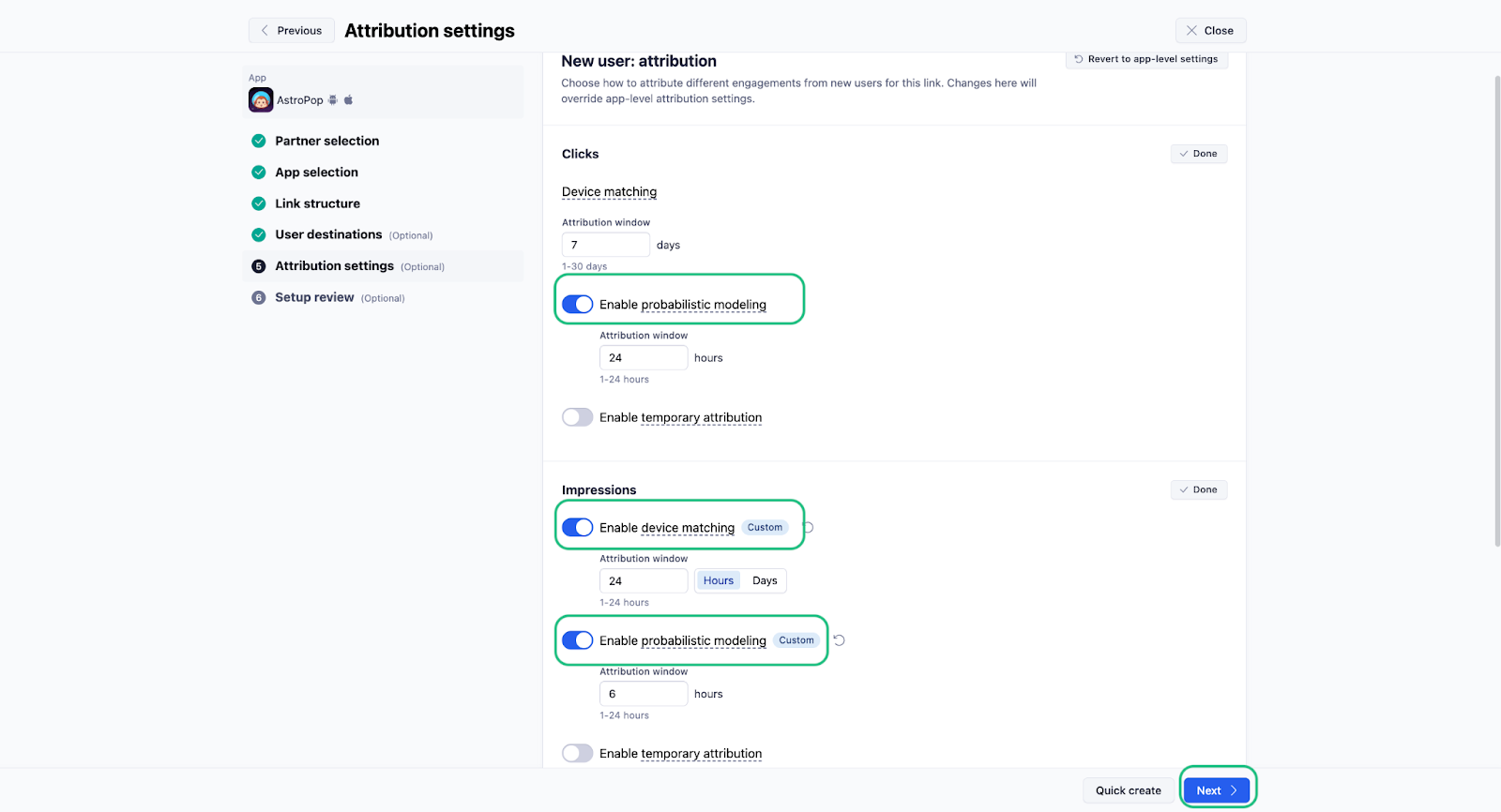 Enabling click and impression attribution in Adjust