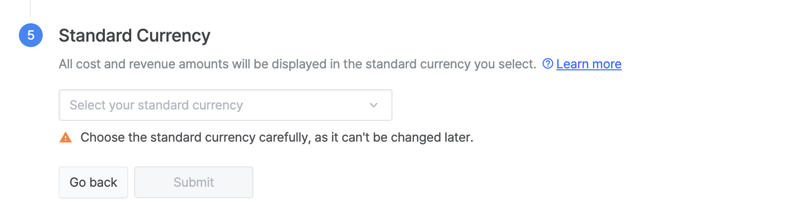 Selecting a currency and reviewing app details before submitting