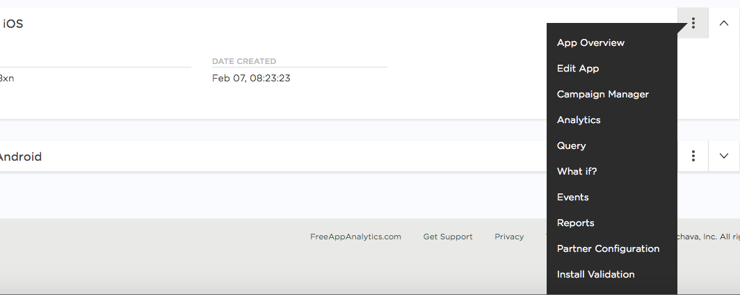 Reopening the 3-dots menu on the Apps page and selecting Campaign Manager