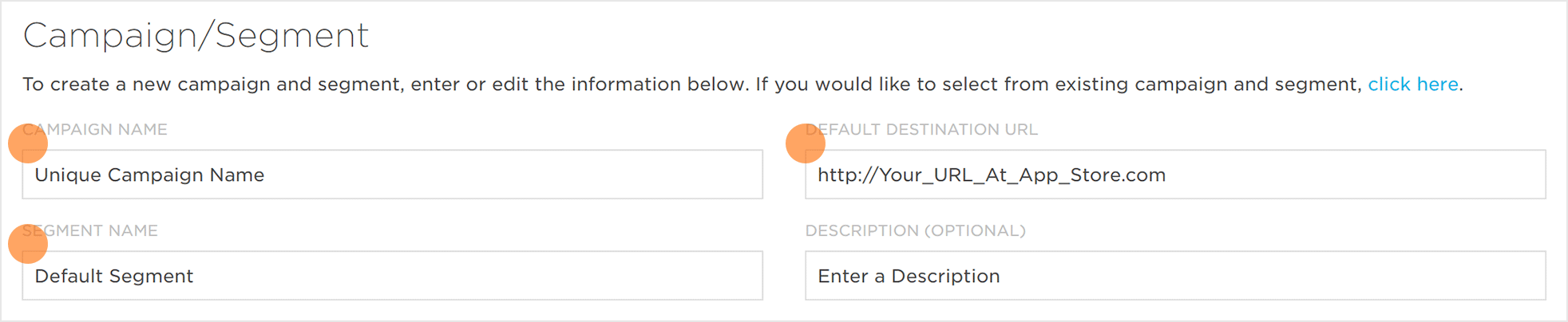 New campaign and segment settings fields in Kochava