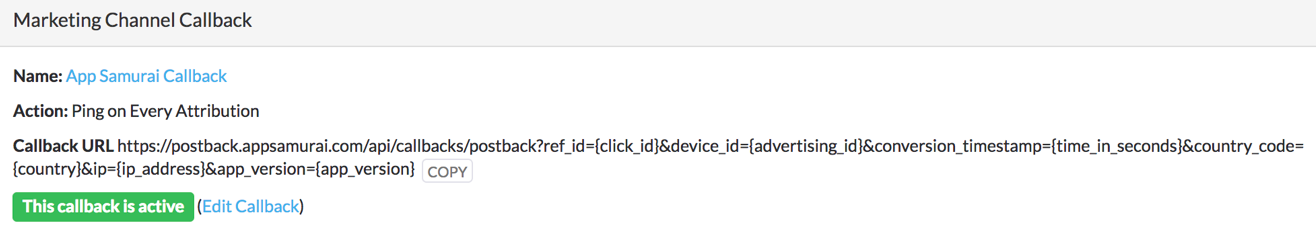 Activating the install callback on the campaign page