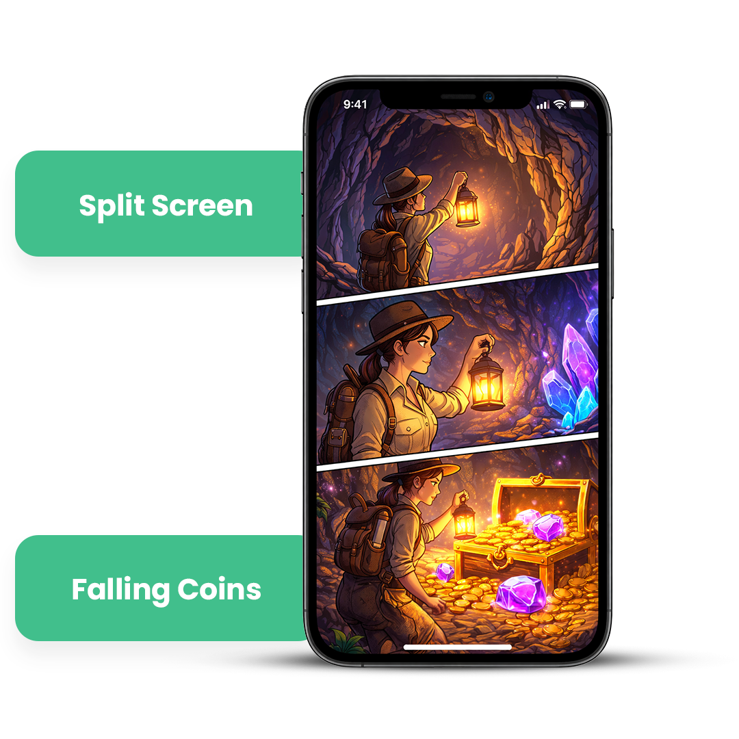 Android Creative Playbook: split-screen gameplay, multiple scenes, falling coins
